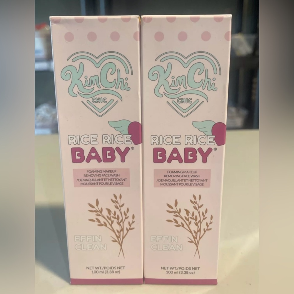 Lot of (2) Kim Chi RICE RICE BABY Foaming Makeup Removing Face Washes 3.38 fl oz